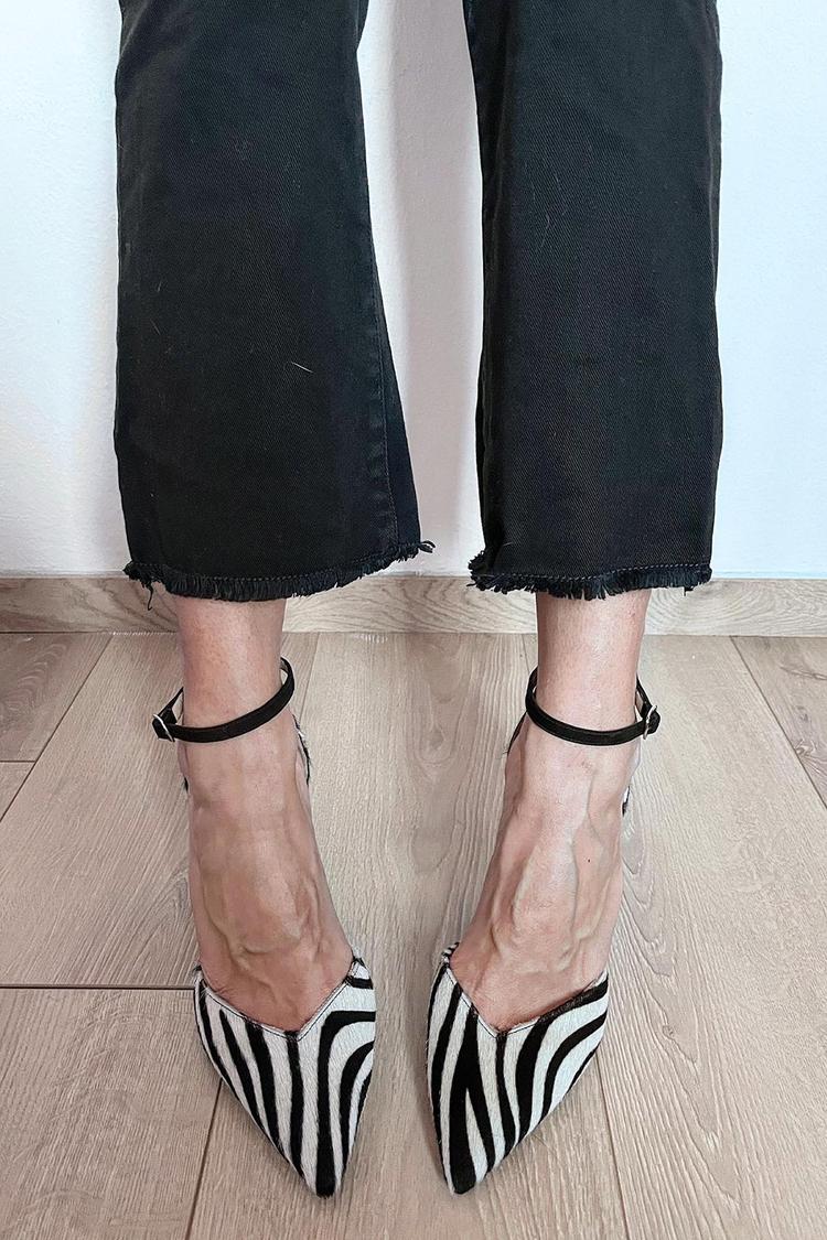 Lydia | Ankle Strap Zebra Print Pumps
