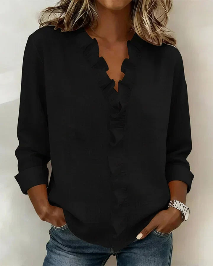 Delilah - Ruffled V-Neck Blouse