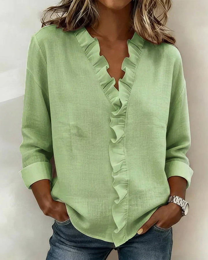 Delilah - Ruffled V-Neck Blouse