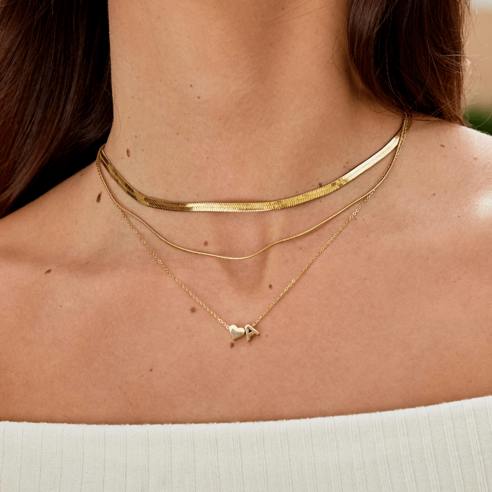 Forever Love & Letter Gold Necklace